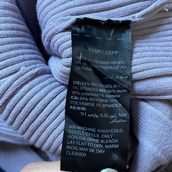 WHBM Lavender Ribbed 3/4 Sleeve Sweater Shirt - Picture 7 of 10